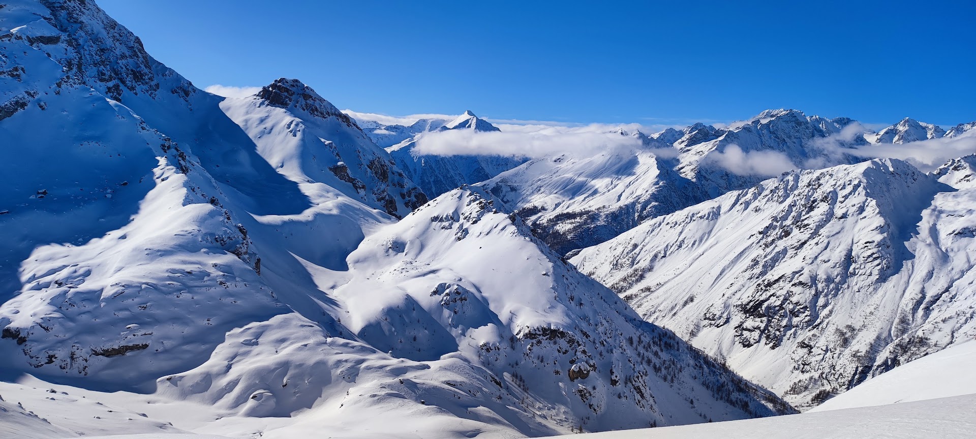 Snow covered mountain panorama